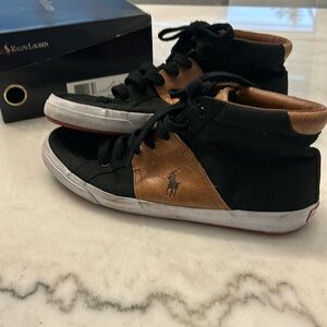 Mens Polo Ralph Lauren Jamaal Size 10D Canvas Smooth Pull Up Shoes